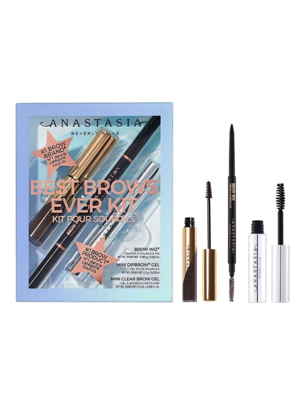 Anastasia Beverly Hills Best Brows Ever Kit Ebony Brow Wiz, Dip & Clear Brow Gel